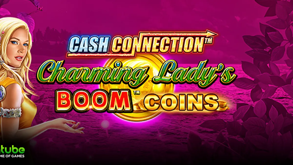 Tampilan layar permainan slot Cash Connection Charming Lady’s Boom Coins