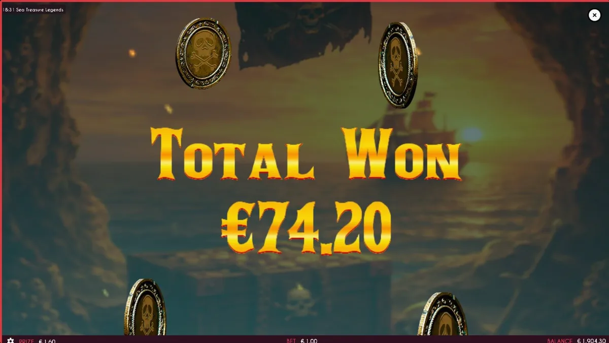 Tampilan visual slot Sea Treasures Legend dengan tema bajak laut dan harta karun