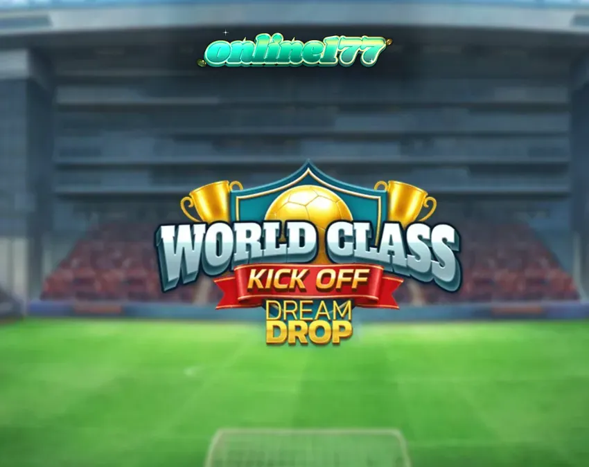 Tampilan visual slot World Class Kick Off Dream Drop dengan tema sepak bola retro
